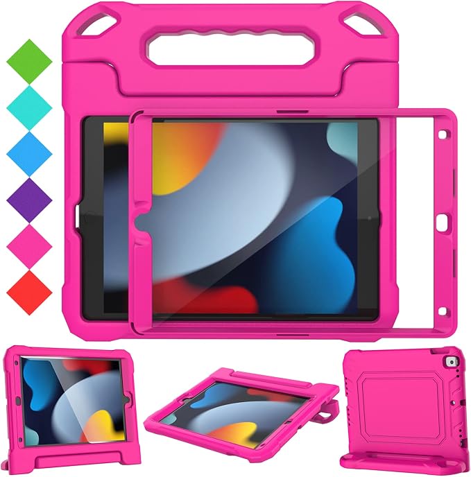 SUPLIK Kids Case for iPad 9th/8th/7th Generation -10.2 inch 2021/2020/2019 Built with Screen Protector Durable Shockproof Handle Stand Case for Apple iPad Gen 9/8/7 Black