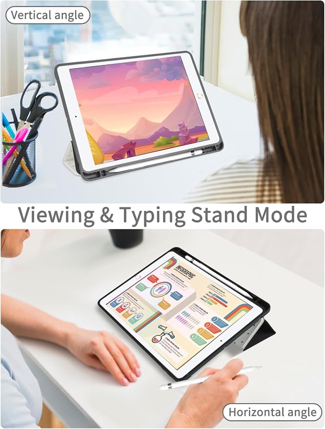 Trifold Stand Case for iPad Air 11 Inch M4/M3/M2 (8th 2026/7th 2025/6th 2024) iPad Air 10.9 Inch 5th/4th Generation (2022/2020) Trendy Cute Polkad Dot Print Aesthetic Pattern Design-Black