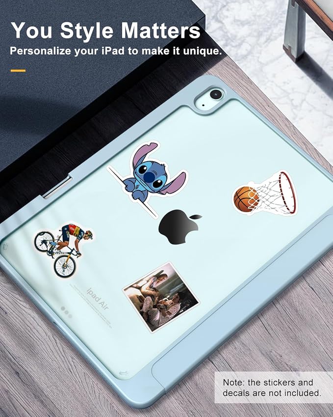 TiMOVO Case for iPad Air 11 M4/M3/M2 Air 5th/4th Gen 10.9 Sky Blue | Pencil Holder Slim Trifold Stand Protective Cover Clear Transparent Back Shell Auto Wake/Sleep