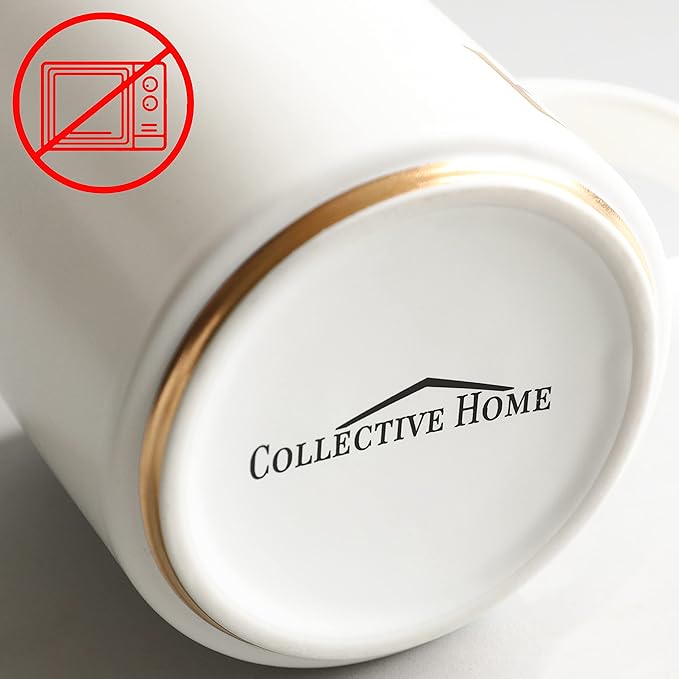 COLLECTIVE HOME - Monogram Ceramic Mugs, 15 oz Golden Initial Coffee Cups, Elegant Alphabet Tea Mugs, Elegant Personalized Mug with Gift Box, Luxurious Cups for Office and Home (l)
