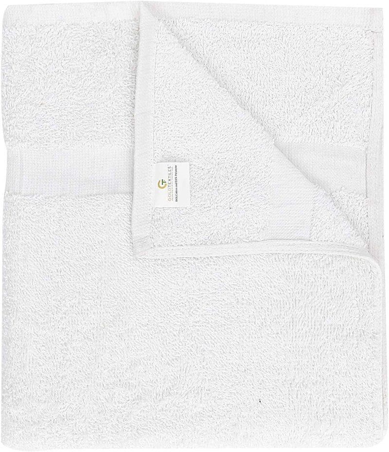 GOLD TEXTILES Bulk Bath Towels White 12 Pack (22x44 Inches) Economy Light Weight Easycare