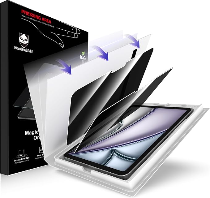 PandaShield 2-Pack Privacy Screen Protector Easy-Installation Box for iPad 11th/10th Gen. A16 (11/10.9 Inch 2025/2022) Anti-Spy Bubble Free Scratch Resistant Apple Pencil Support