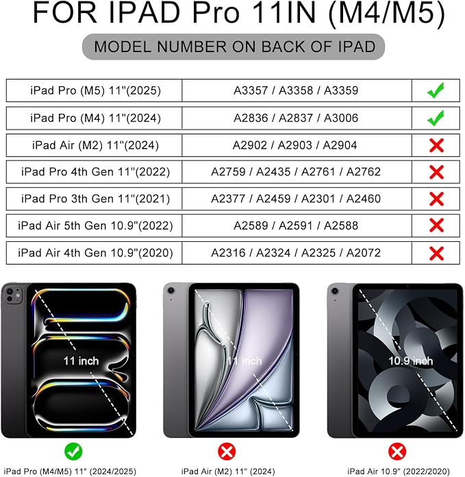 Soke Case for iPad Pro 11 Inch (M5 2025/M4 2024) - Book Black | Built-in Apple Pencil Slot Auto Sleep/Wake Lightweight Protective Cover