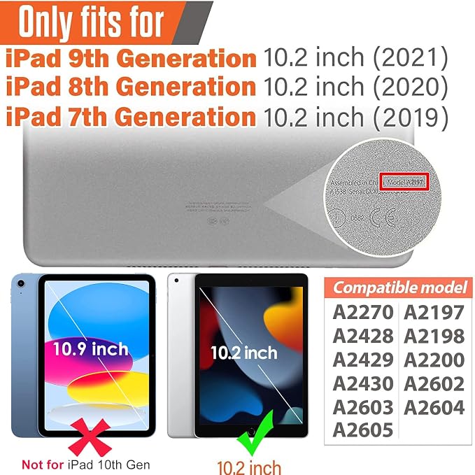 SUPLIK Kids Case for iPad 9th/8th/7th Generation -10.2 inch 2021/2020/2019 Built with Screen Protector Durable Shockproof Handle Stand Case for Apple iPad Gen 9/8/7 Black