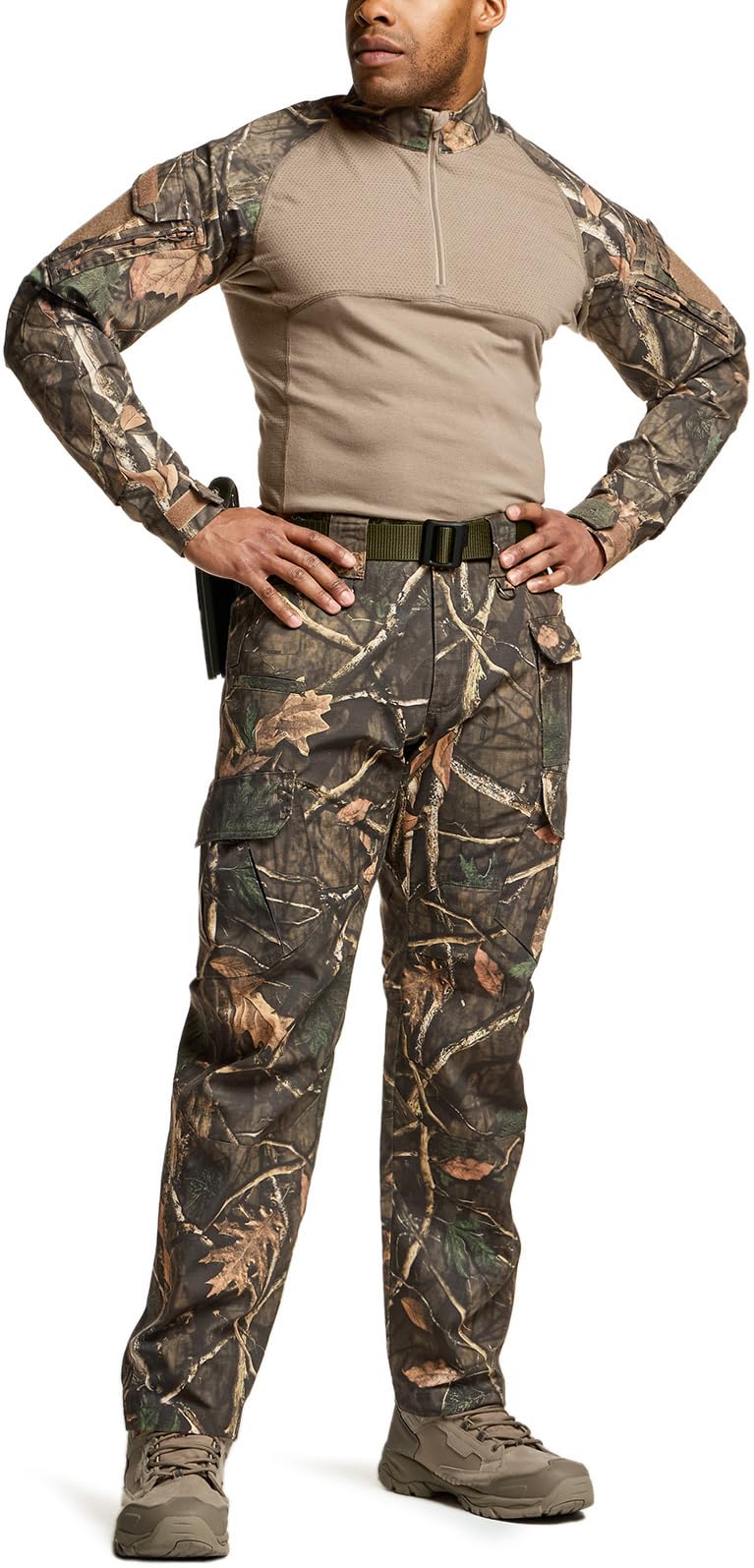 CQR Men's Tactical Pants, Water Resistant Ripstop Cargo Pants, Lightweight EDC Work Hiking Pants, Outdoor Apparel, Duratex Mag Pocket Print Hunting Camo, 42W x 30L