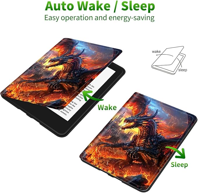 for 6 Kindle 11th Generation 2024/2022 Release Case (Model No: C2V2L3) E-Reader Multi-Angle Viewing Shockproof Smart Protective Case with Auto Wake/Sleep Baseball