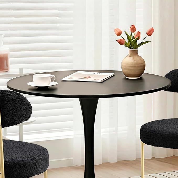 SoarFlash Kitchen Table and Chairs for 2, 24" Dining Table Set for 2 with Velvet Upholstered Chairs, 3 Piece Round Kitchen Table Set, Dining Room Table Set for Small Space, Apartment
