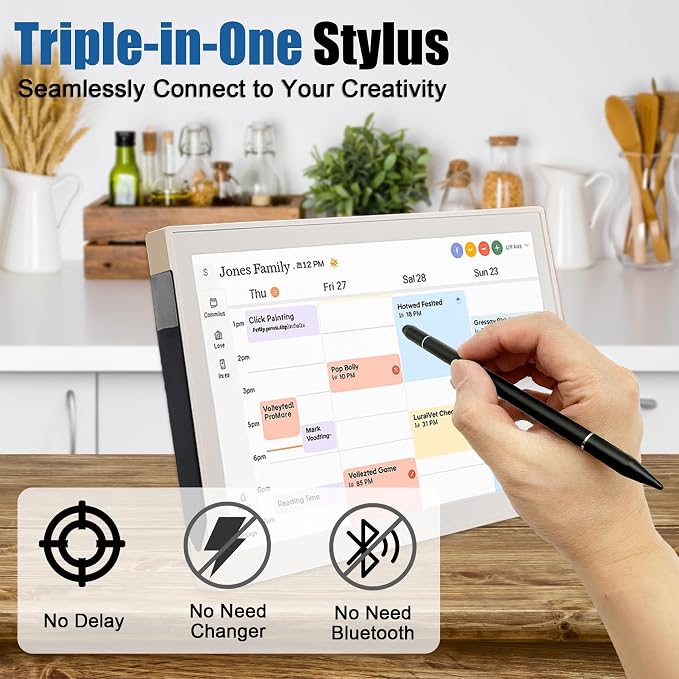 2 Pack Screen Protector and 3 in 1 Stylus Pen for 15 Inch Digital Calendar | Anti glare finish reduces reflections while dual tips offer smooth control and the magnetic case keeps it easy to store.