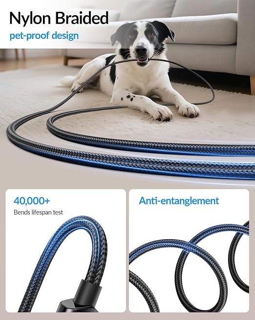 SOOPII USB C to USB C Cable [10FT2-Pack] 100W PD Fast Charging USB C Cable Nylon Braided Type-C Cable with LED Display for lPhone 15/15 Plus MacBook Pro Samsung Galaxy S22/S10 Pixel LG