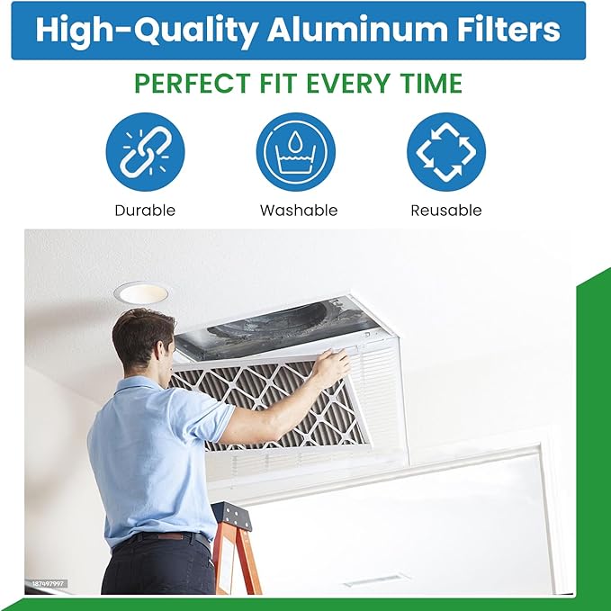 Washable Aluminum Air Filter – 20 x 20 x 1-7/8 – Permanent, Reusable HVAC