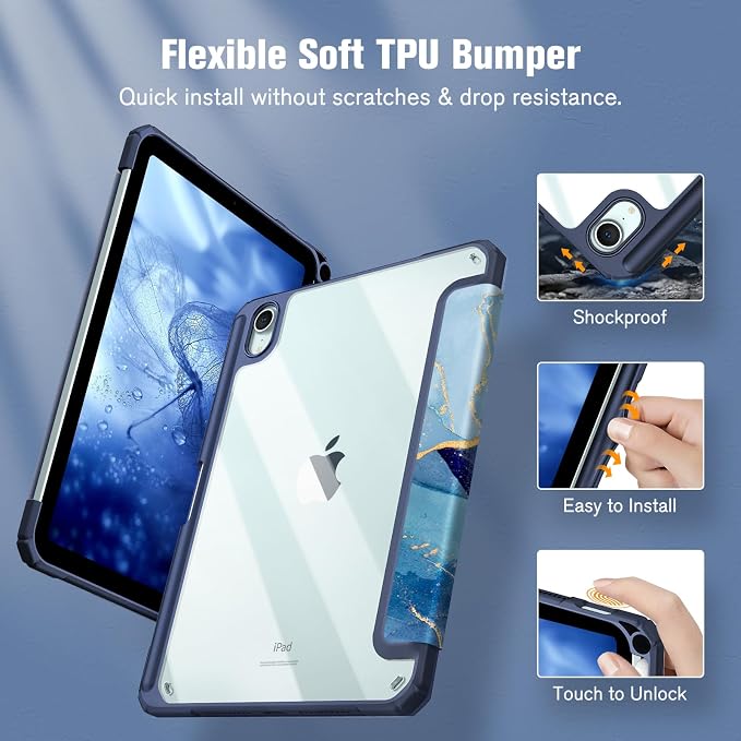 Fintie Clear Case for iPad mini 7th Generation (A17 Pro) / mini 6 8.3 | Slim Hybrid Shockproof Hard PC Back Cover Pencil Holder Viewing &amp Typing Angles Auto Sleep/Wake Black