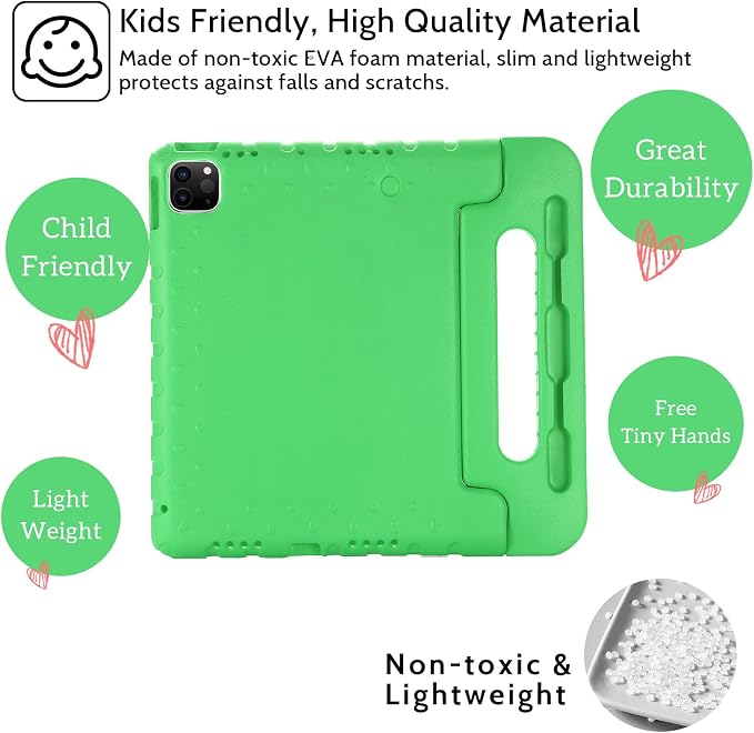 Dteck Kids Case for iPad 10.2 - Shockproof Rugged EVA Handle Stand Child Proof Case for iPad 9/8/7 Generation Black
