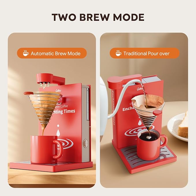 i Cafilas Portable Detachable One Cup Coffee Maker,Automatic Pour Over Coffee Maker, Portable Drip Coffee Maker with Reusable Filter for Home,Office,Hotel,Traveling or Business Trip,300ml,10oz