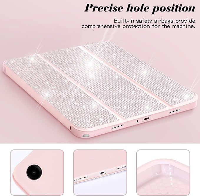 Case for Samsung Galaxy Tab A9+/A9 Plus 11 inch 2023Bling Sparkle Glitter Rhinestone Slim Soft TPU Back Protective Cover for Galaxy Tablet SM-X210/X216/X218 Auto Wake/SleepPink