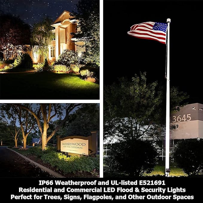 Flood Lights Outdoor, Gen2 15W Landscape Lighting, 50W MH Replace with 1500 Lumen 5000K Daylight Spotlight, 120-277V Garage Yard Patio Tree Security Light, UL-Listed, 5 Years Warranty