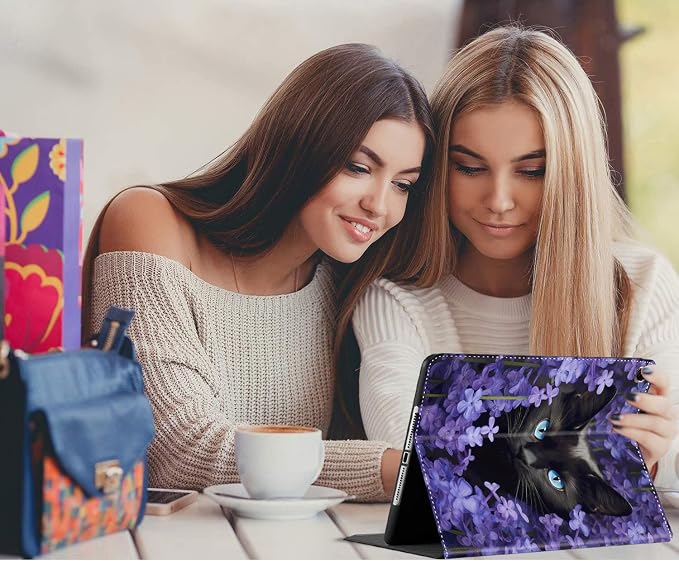 Case for Galaxy Tab S5e Case 2019 10.5 Tablet SM-T720/T725，Anti Slide Premium PU Leather Multi-Angle Viewing Folio Stand Case Cover for Samsung Galaxy Tab S5e Tablet 10.5 Inch - Black Cat Art