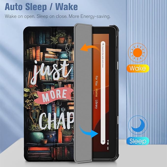 Case for Amazon Fire HD 10 Tablet (7th and 9th Generation 2017 and 2019 Release) Lightweight PU Leather Stand Cover with Auto Wake/Sleep Book and Flowers