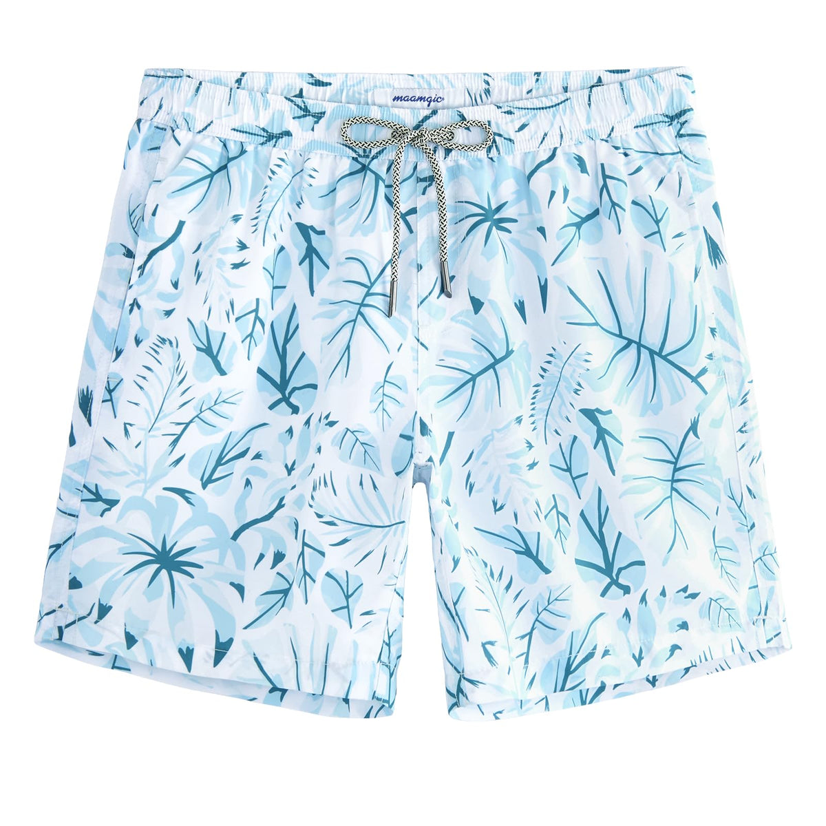 maamgic Mens Swim Trunks Quick Dry Swim Shorts with Mesh Lining Funny Swimwear Bathing Suits 7inch Veined Leaves Blue Large
