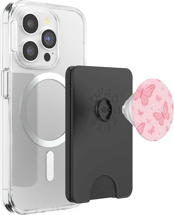 Pink Butterfly Pattern PopSockets Adhesive PopGrip