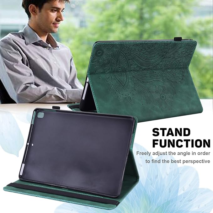 for Apple iPad 10.2 Case 9th/8th/7th Generation Cover (2021/2020/2019) with Auto Wake/Sleep Ultra Thin Lightweight Trifold Stand Folio PU Leather &amp Hard Back Hybrid Cover Almond Blossom