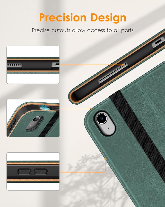 DTTO for iPad (A16) 11th Generation 11-inch &amp 10th Gen Case Brown | Premium Leather Business Cover with Pencil Holder Hand Strap &amp Pocket Corner Protection Auto Sleep/Wake for Work &amp