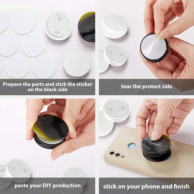 30 Pack Blank Phone Grip Holder Expandable Phone Grip StandBlack