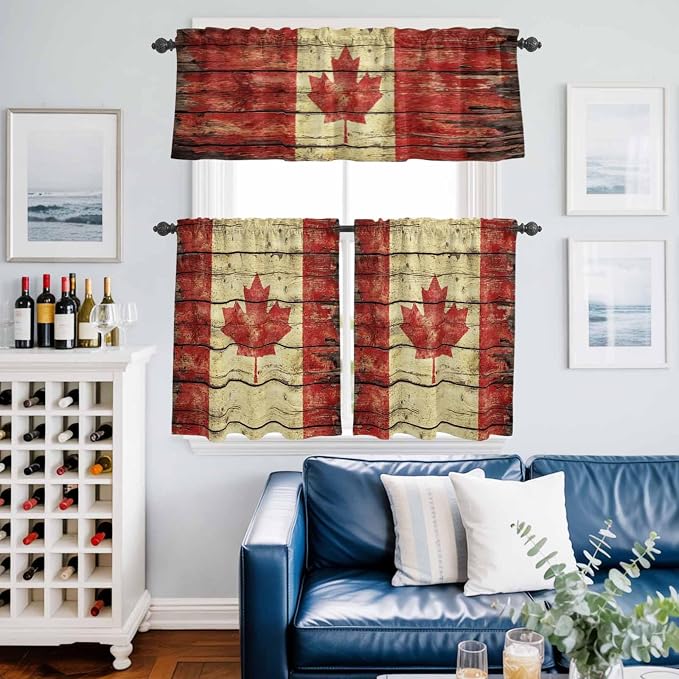 Kitchen Curtains Tiers and Valance Set of 3, Canada Light Filtering Window