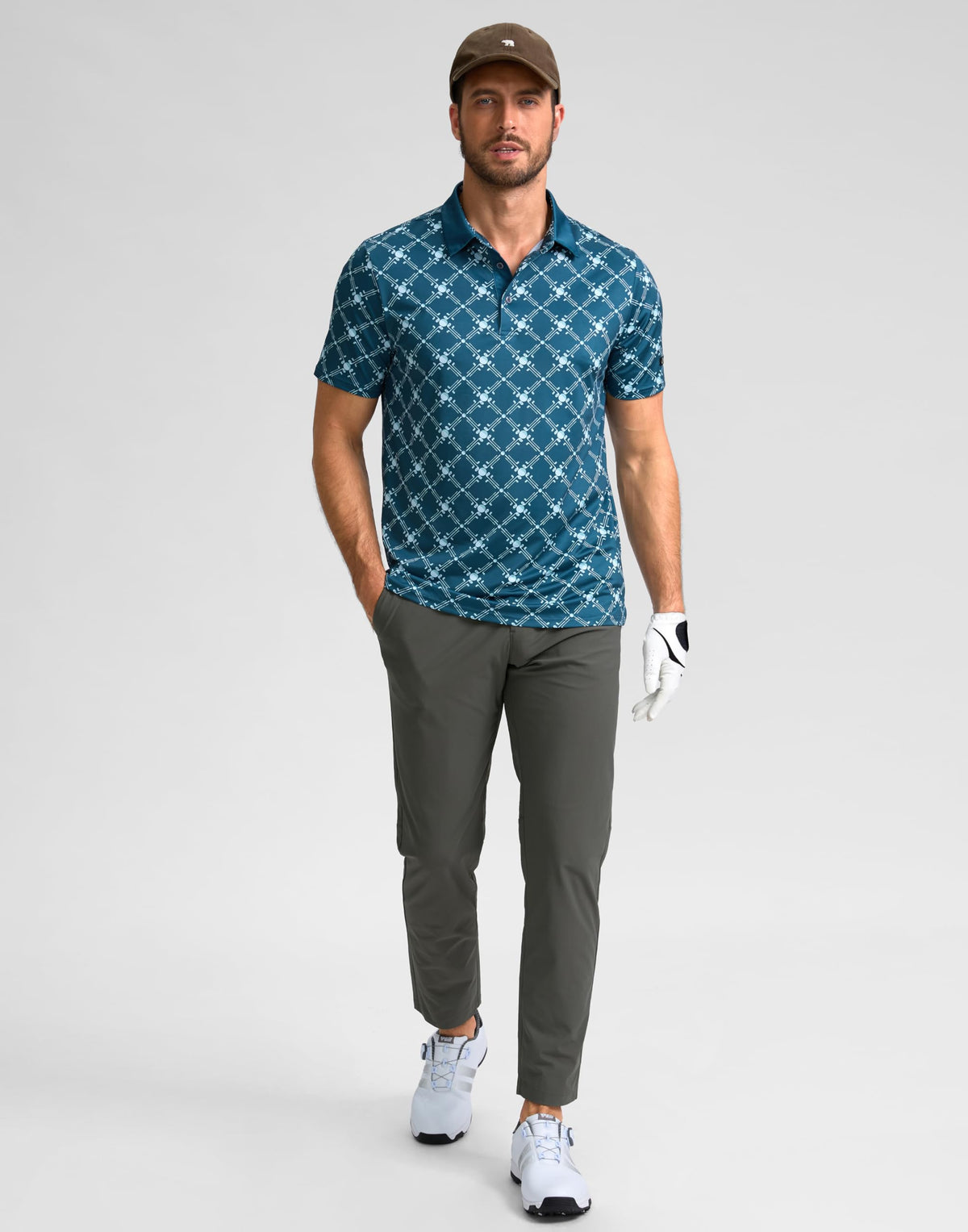 Obla Men's Print Golf Polo Shirts (Golf Checker Board_XXL)