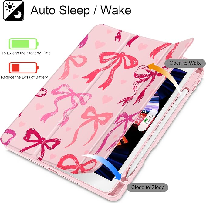 May Chen for iPad 9th Generation with Pencil Holder iPad 8th/7th Gen Case 10.2-inch [Penceil Holder] Trifold Stand Auto Wake/Sleep Clear TPU Protection Back Cover Ballet Shoes