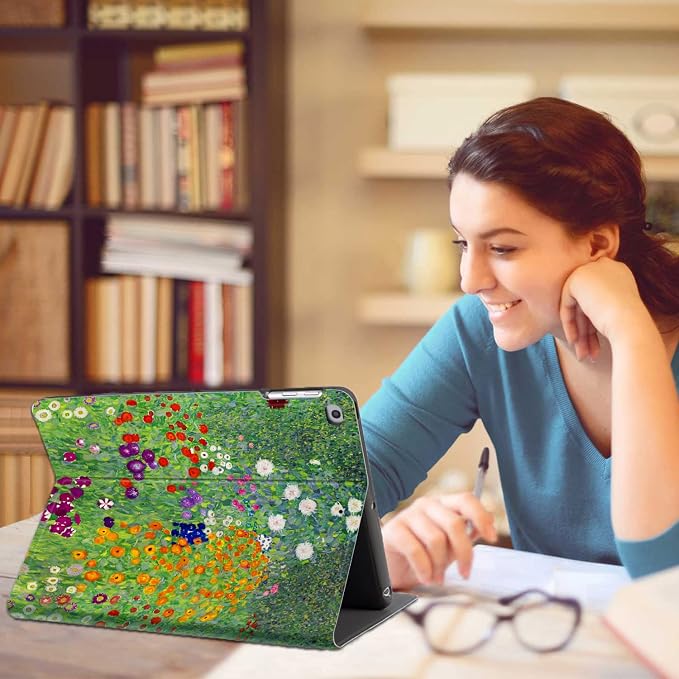 Vimorco for iPad 5th/6th Generation Case 9.7 Inch 2017/2018 for iPad Air 1/2 Case 2013/2014 Pencil Holder/2 Viewing Stands/Typing Stand/Slim Cover for iPad 5/6 Gen Blue Flower Floral