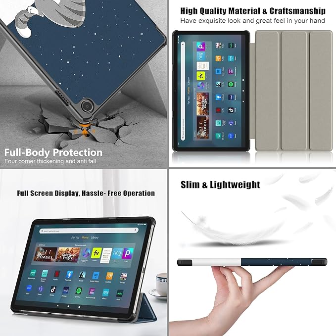 Slim Case for Amazon Fire Max 11 Tablet (13th Generation 2023 Release) Trifold Lightweight Hard Shell PU Leather Stand Folio Protective Cover with Auto Wake/Sleep Colored Graffiti Doodle