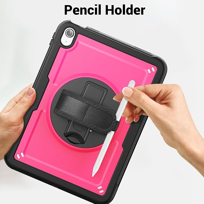 Case for iPad (A16) 11th Generation 11 inch 2025 Lightweight Rugged Dual-Material Design 360° Rotating Adjustable Leather Hand Strap Foldable Kickstand Durable with Full ProtectionBlue