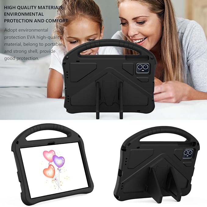 for Revvl Tab 2 Case 2025 Kids EVA Cover with Strap Handle Stand for Tmobile Revvl Tab 2 Case 10.1'' Black