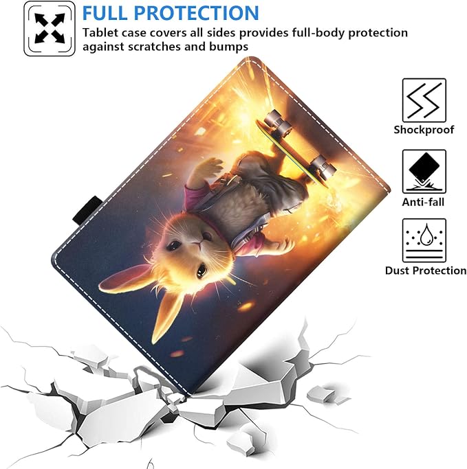 Case for Amazon Kindle Fire HD 10 Tablet (10.1 inch 9th/7th Generation 2019/2017 Release) Slim PU Leather Stand Folio Cover with Auto Wake Sleep Abstract Paint Butterfly