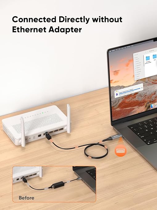 CableCreation USB to Ethernet Cable 10FT USB to RJ45 Internet LAN Cable | 1000Mbps High Speed Gigabit Directly Connected Compatible with Laptop Desktop PC Switch and More