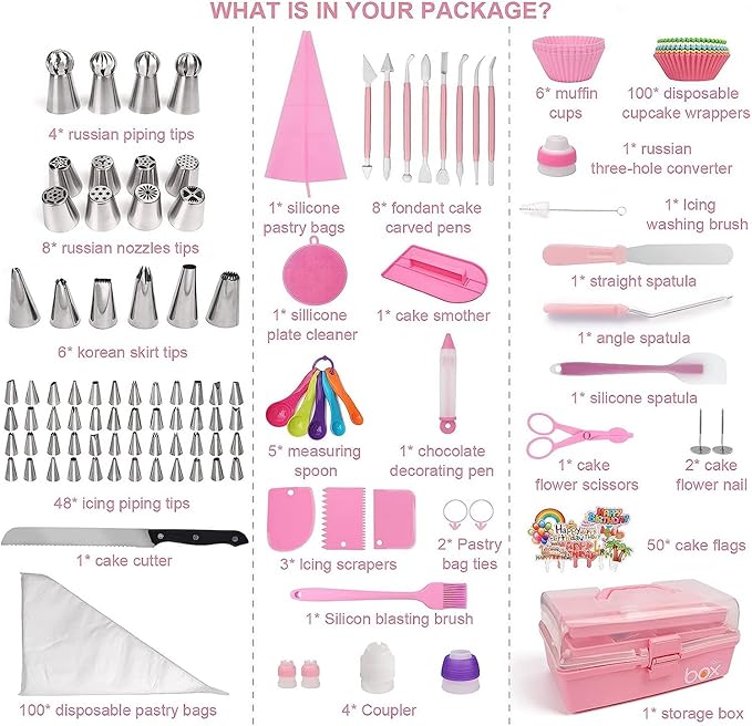 ARNISION 359PCs Cake Decorating Baking Supplies Kit, Baking Set with 66 Piping Tips, Icing Bags and Tips Set for Beginners,Baking Tools,Cupcake Decorating Kit
