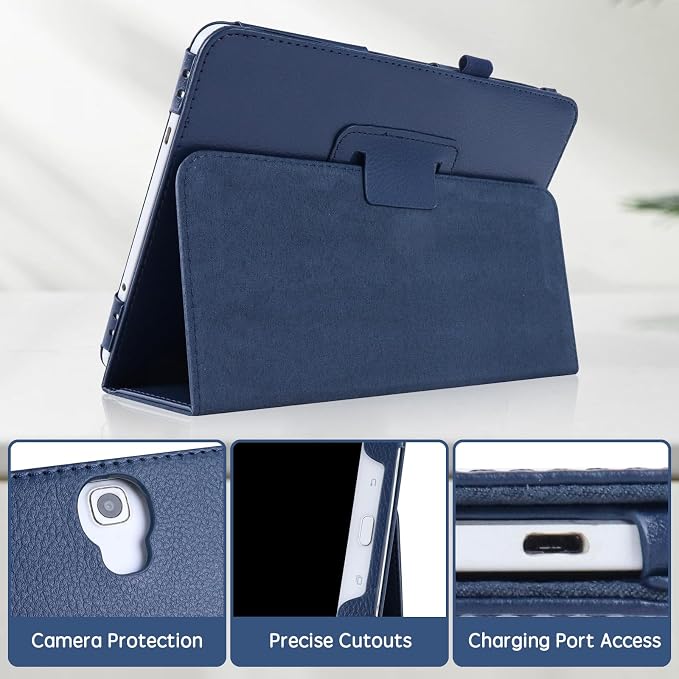 Slim Leather Case for Samsung Galaxy Tab A8 10.5 Inch 2022 (SM-X200 X205 X207) Multi-Angle Stand Full-Protective Tablet Cover Book Case with Stylus PenScreen Film (Black)
