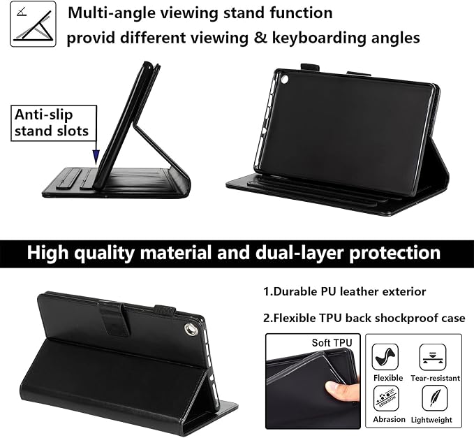 Kindle Fire HD 8 Tablet Case (8th/7th/6th Generation)Smart Stand Synthetic Leather Cover with Auto Wake/Sleep [Card &amp Pencil Holder] for 8 Amazon Fire HD 8 (2018/2017/2016) Blue Sea Beach