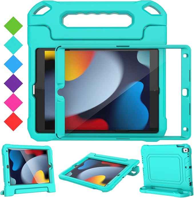 SUPLIK Kids Case for iPad 9th/8th/7th Generation -10.2 inch 2021/2020/2019 Built with Screen Protector Durable Shockproof Handle Stand Case for Apple iPad Gen 9/8/7 Black