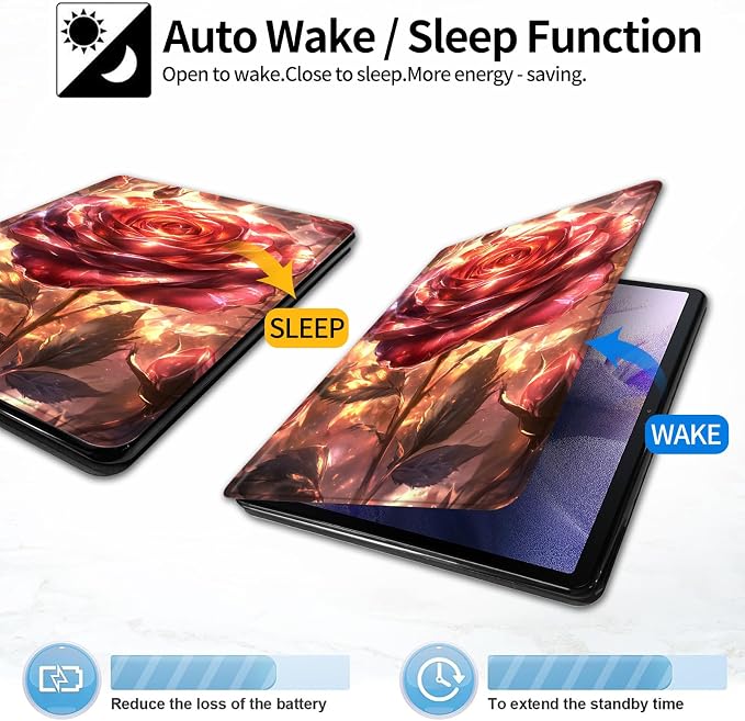 Case for iPad (A16) 11th Generation 11 Inch (2025)iPad 10th Generation 10.9 Inch (2022)PU Leather Slim Standing Smart Coverwith Auto Sleep/WakeBall on Fire