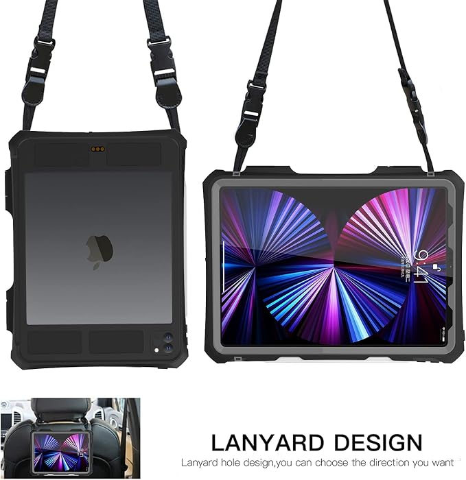 Shellbox Case for iPad Air 4th/5th Generation 2022-2020 Waterproof Dustproof Shockproof Case with 360° Full-Body ProtectionLanyard and Kickstand