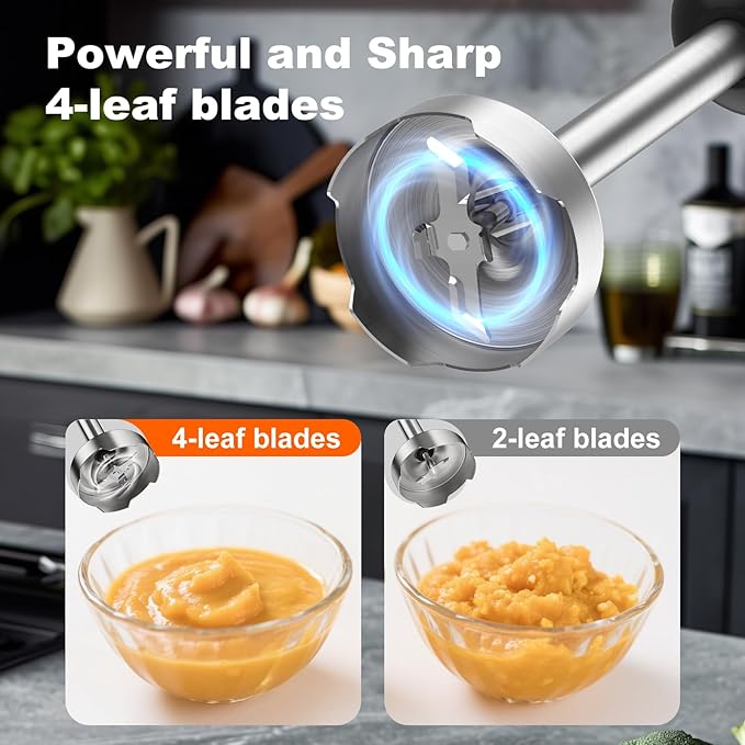 Immersion Blender Handheld 1200W, 20-speeds, 5-in-1 Handheld Mixer