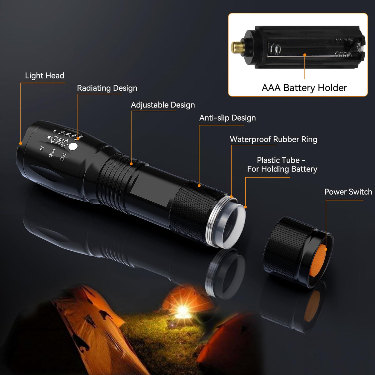 BESTSUN LED Flashlight 2 Pack, Small Flashlights Powerful High Lumens 5 Modes, Waterproof Zoomable Mini Tactical Flash Light for Home Emergencies Camping