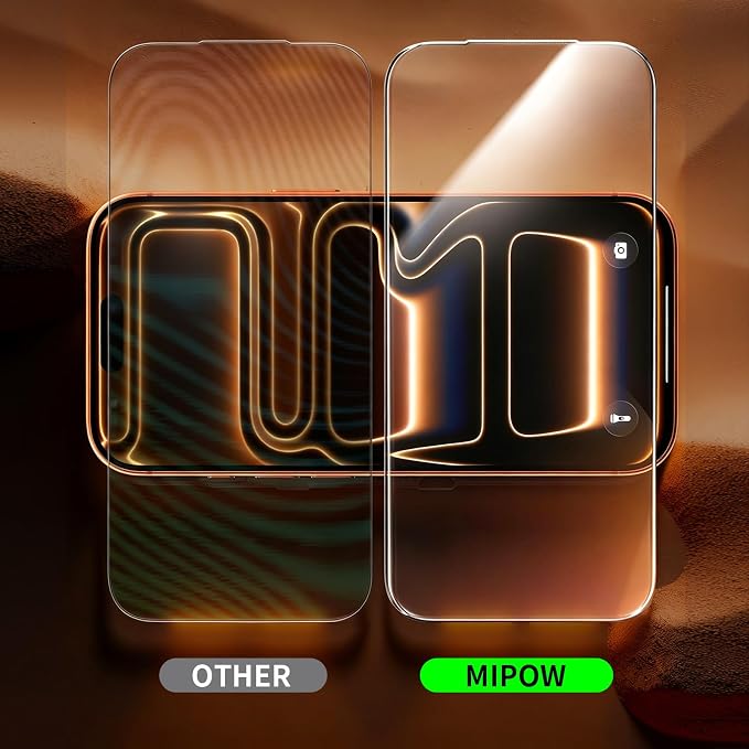 MIPOW KINGBULL cable for iPhone 17 Pro Screen Protector [Quick-Installation Box] 2-Pack 9H+ Hardness Shatterproof Tempered Glass [99.99% HD Clear] [Case Friendly] [Bubble Free] for iPhone 17 Pro 6.3
