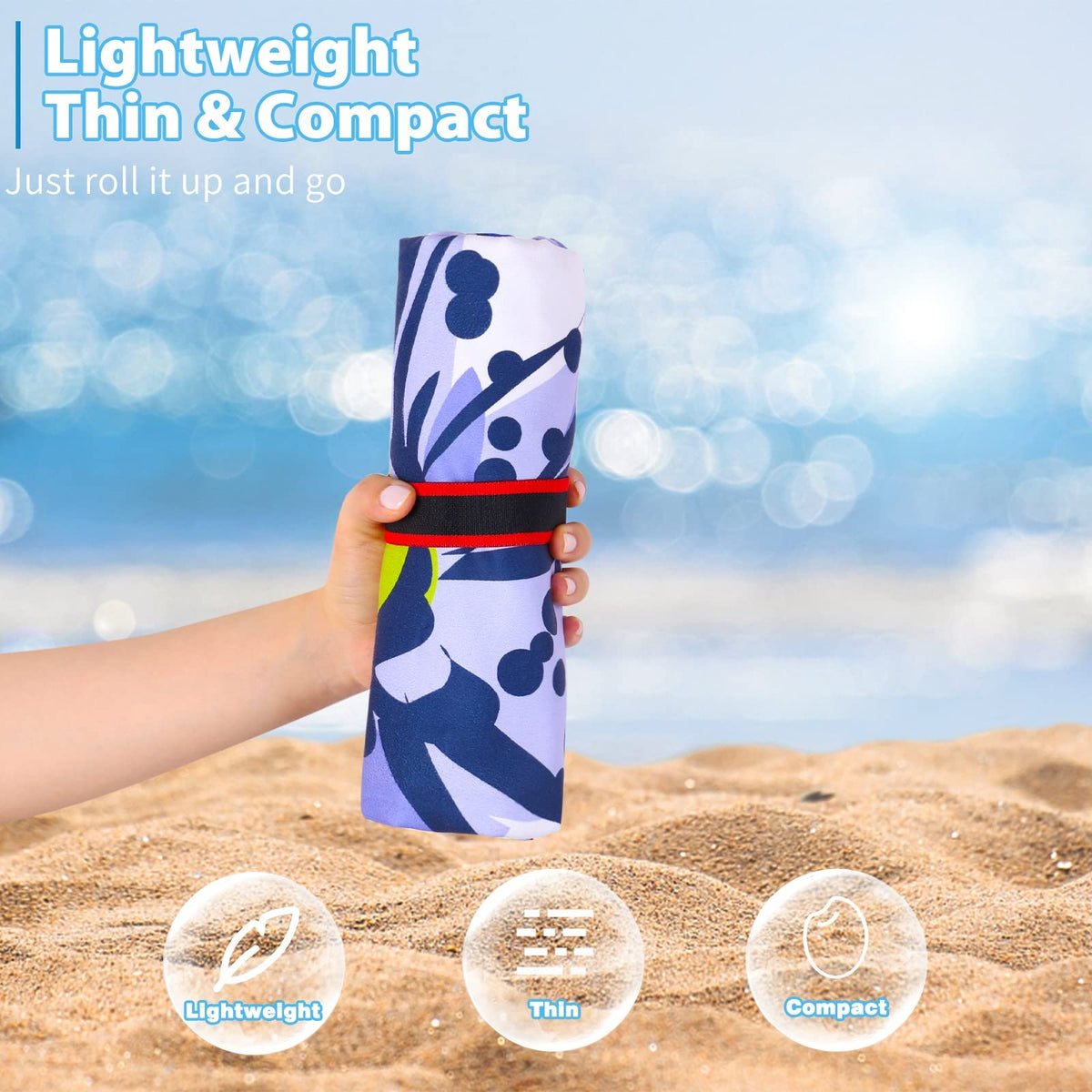 Qinqinamu Microfiber Beach Towel with Bag Oversized 71x32 Sand Free 2 Pack
