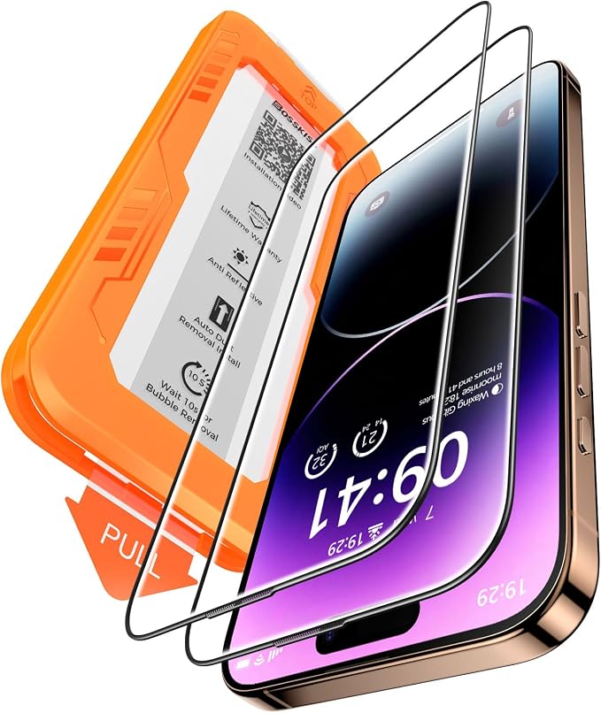 BossKiss for iPhone 11/iPhone XR Screen Protector TOP 9H Hardness Military Grade Shatterproof HD Tempered Glass Full Coverage Anti-Scratch Easy Installation Case Friendly 2 Pack