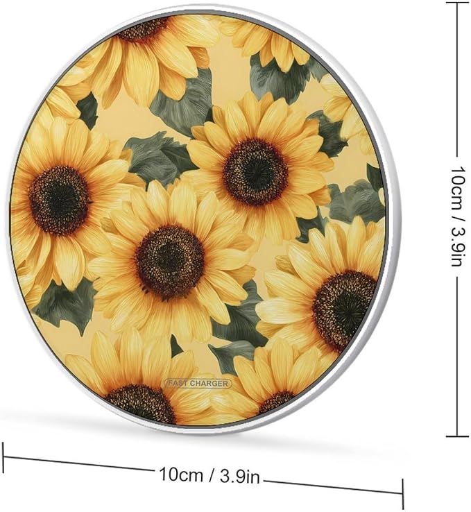 Tender Yellow Sunflowers Fast Portable Charger 10W Funny Graphic Phone Charging Pad with USB Cable