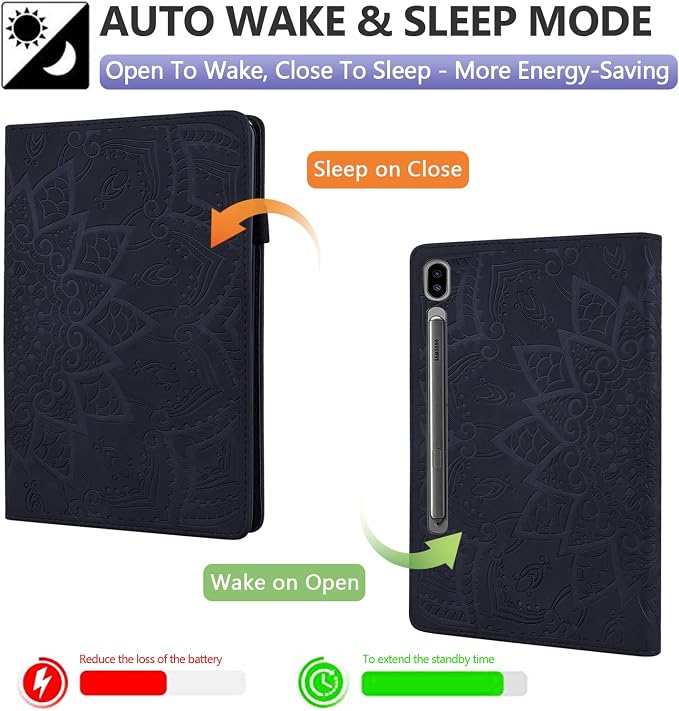 Dteck Case for Samsung Galaxy Tab S9 FE+ Plus 5G Tablet Case 12.4 2023 with Pencil HolderPU Leather Embossed Flower Cat Folio Multi-Angle Viewing Stand Shockproof Protective Tablet 12.4 CoverBlue