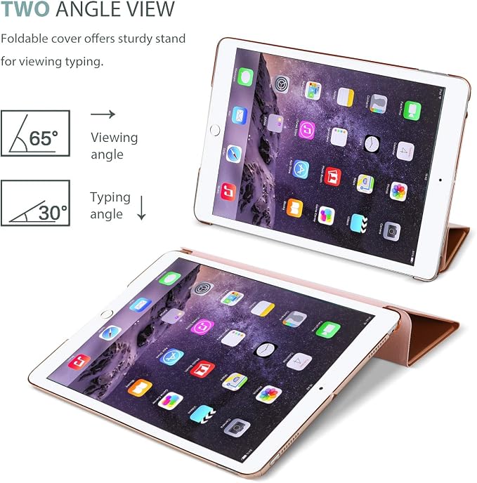 ProCase Slim Stand Case for iPad Air 2nd Gen 2014 Black | Fits Models A1566 / A1567 Ultra Slim Lightweight Protective Shell Translucent Frosted Back