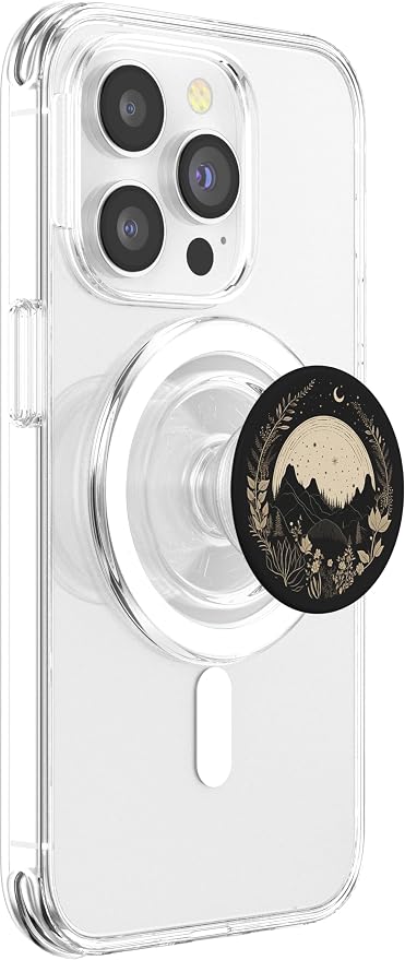 Boho Chic Floral Forest Nature Mountain Moon Hiking Camping PopSockets Adhesive PopGrip
